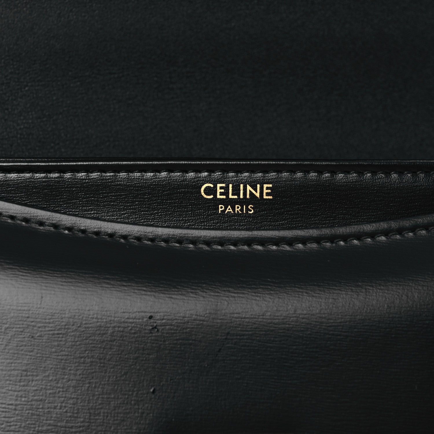 Celine Shiny Calfskin Besace Clea Chain Triomphe Black 6 of 9