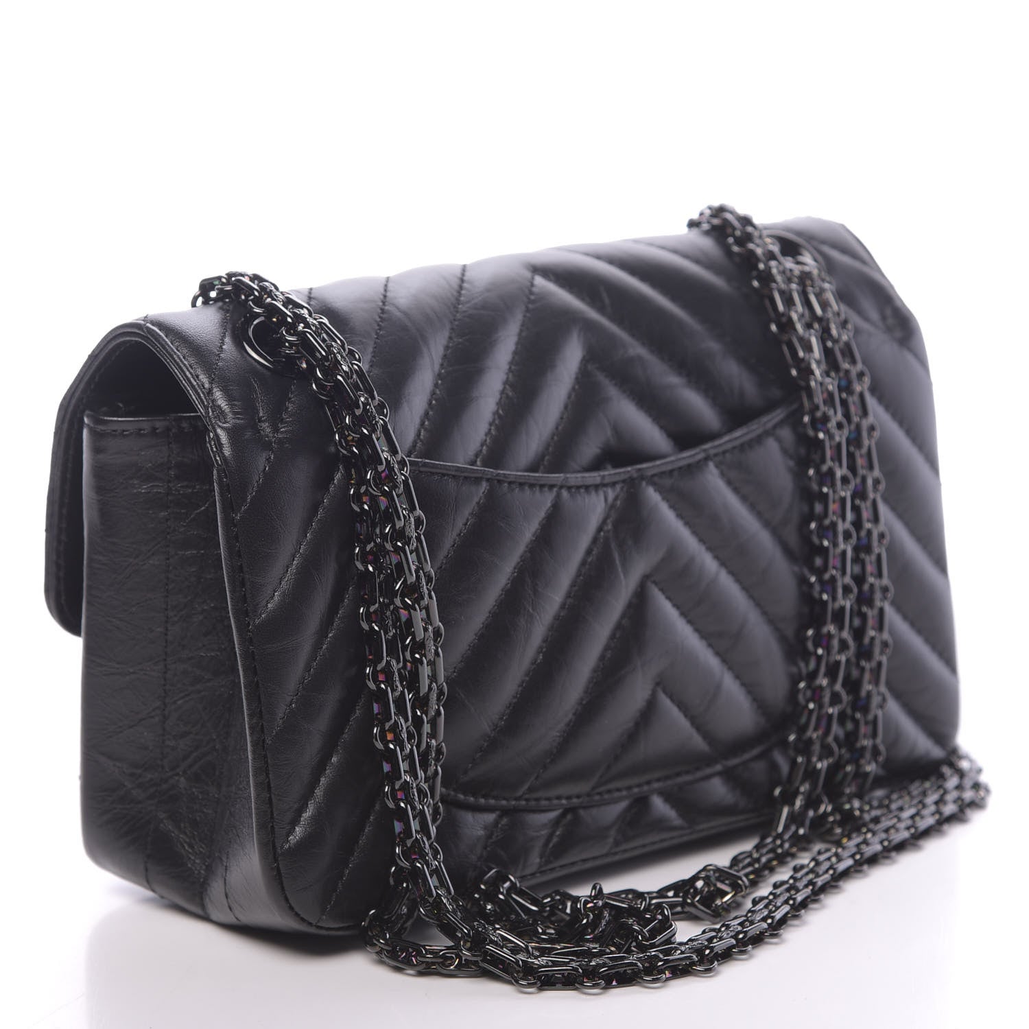 Chanel Aged Calfskin Chevron Quilted 2.55 Reissue Mini Flap So Black 3 of 10