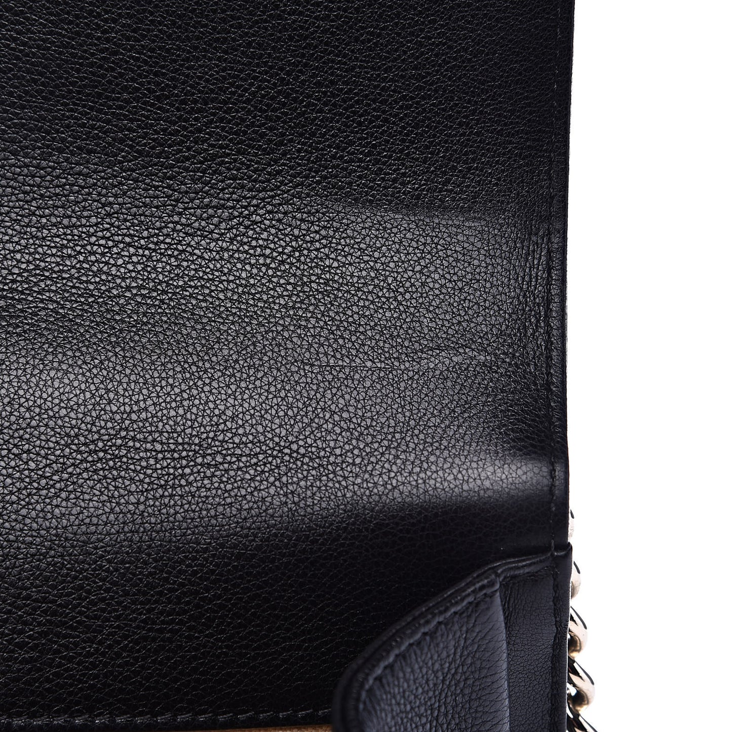 Grained Calfskin Quilted Medium Label Click Flap Bag Black