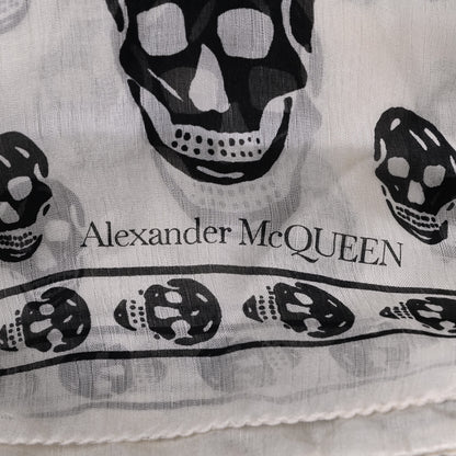Alexander McQueen Silk Chiffon Skull Scarf Ivory Black 3 of 3