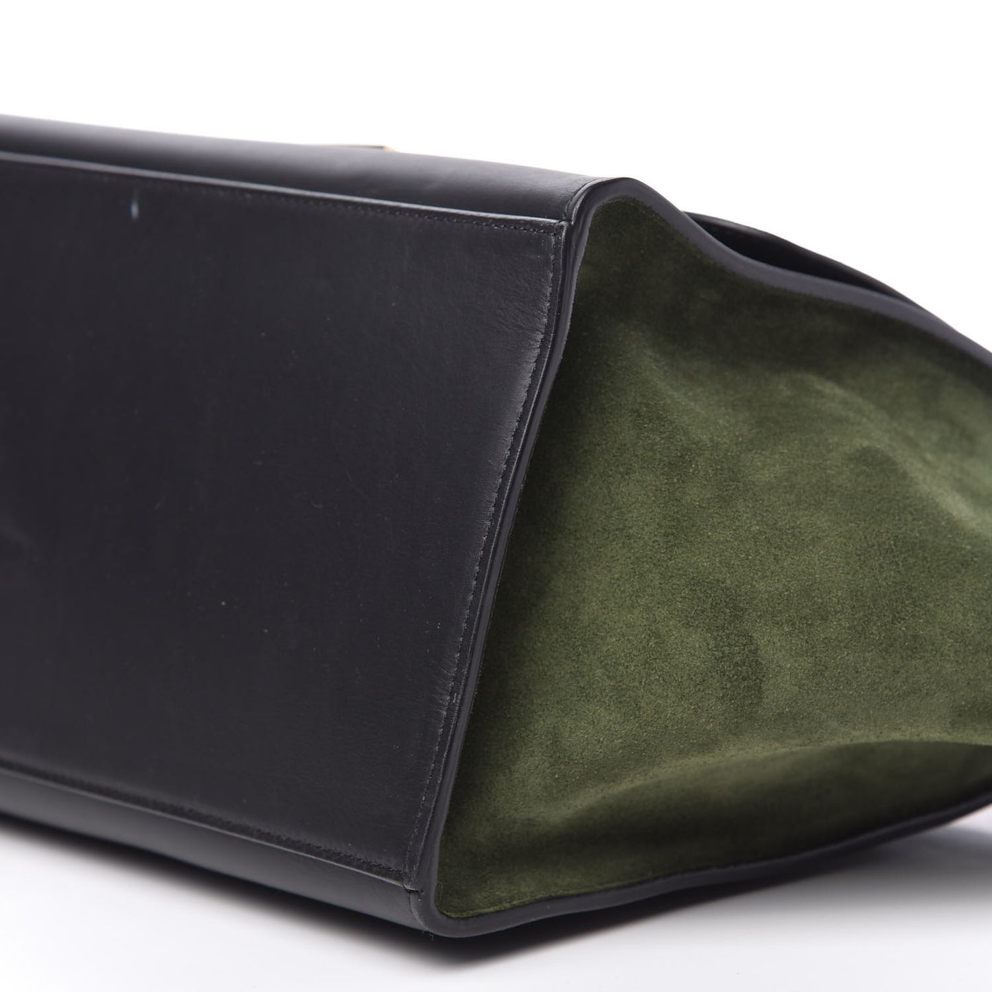 Natural Calfskin Suede Medium Trapeze Black Olive
