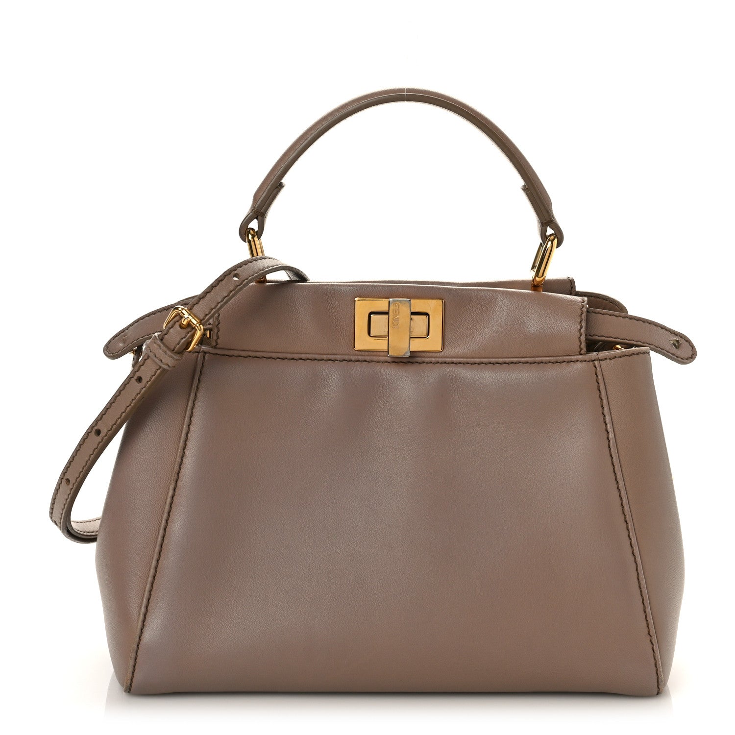 Fendi Nappa Mini Peekaboo Iconic Satchel Tortora 1 of 10
