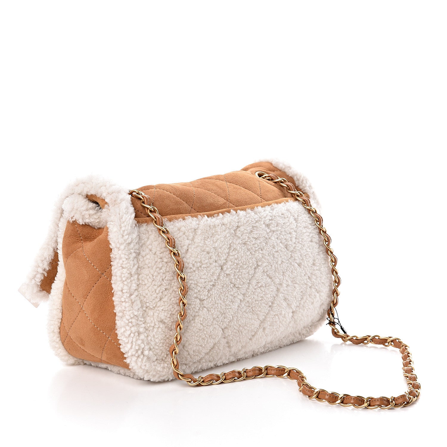 Chanel Shearling Lambskin Quilted Coco Neige Single Flap Beige 3 of 11