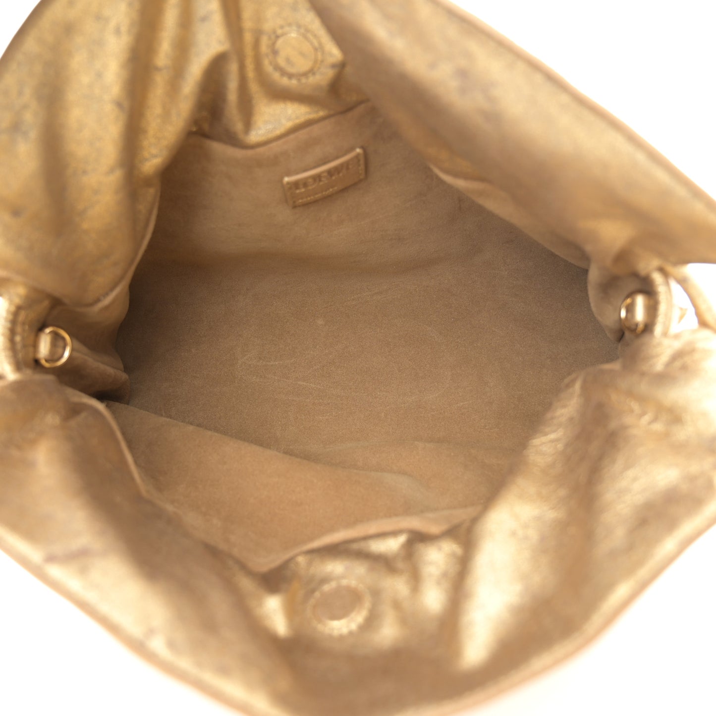 Metallic Lambskin Medium Chain Flamenco Knot Clutch Gold