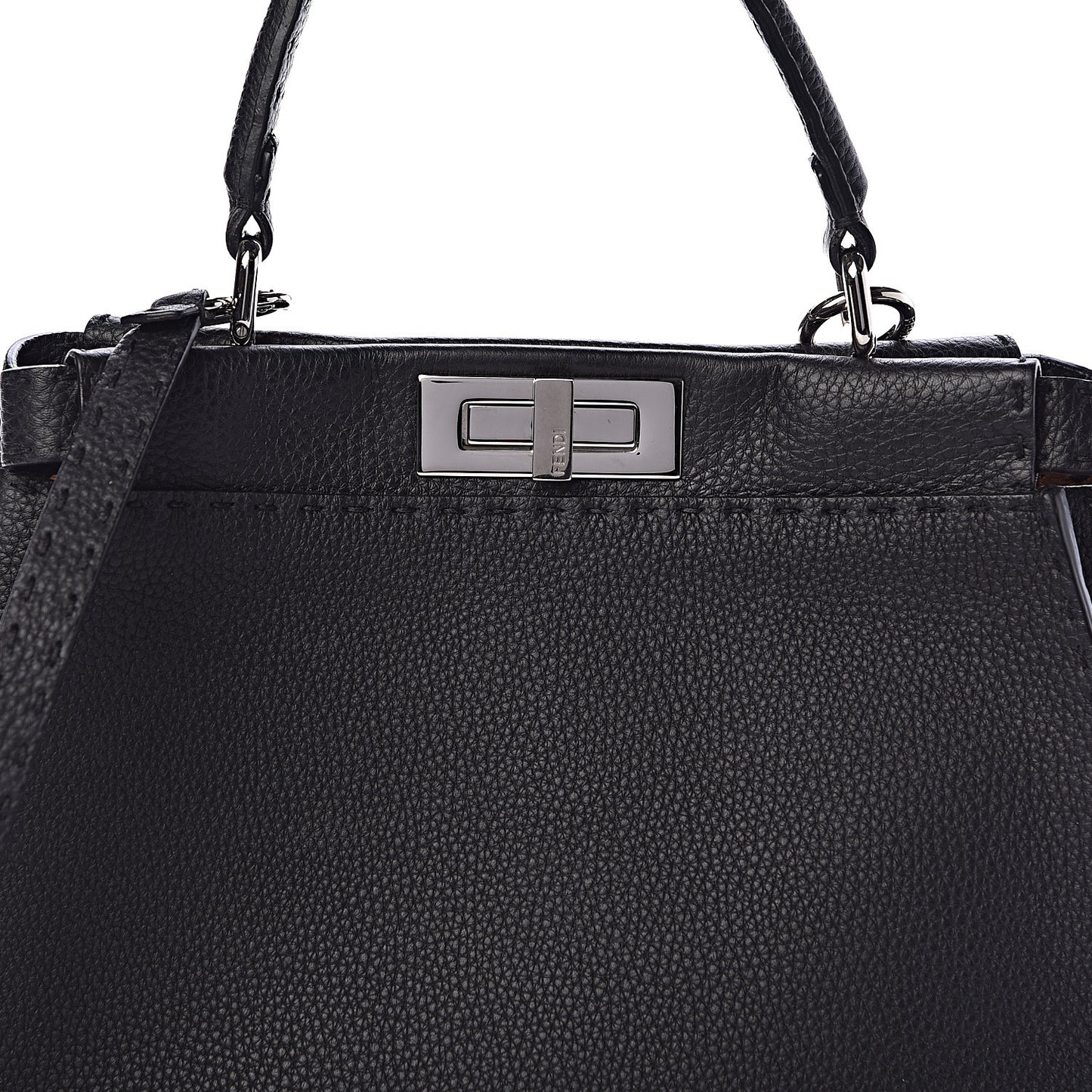 Cuoio Romano Selleria Bi-Color Medium Peekaboo Iconic Satchel Black Mou