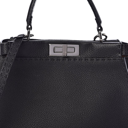 Fendi Cuoio Romano Selleria Bi-Color Medium Peekaboo Iconic Satchel Black Mou 11 of 11