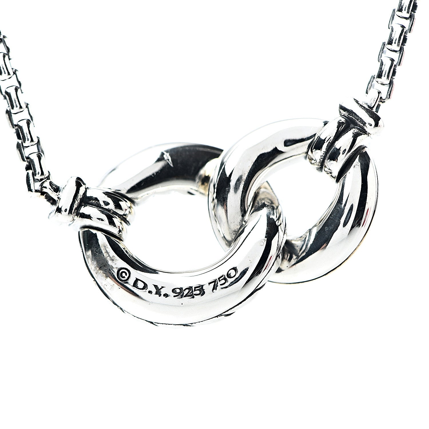David Yurman Sterling Silver 18K Yellow Gold Belmont Pendant Necklace 5 of 6