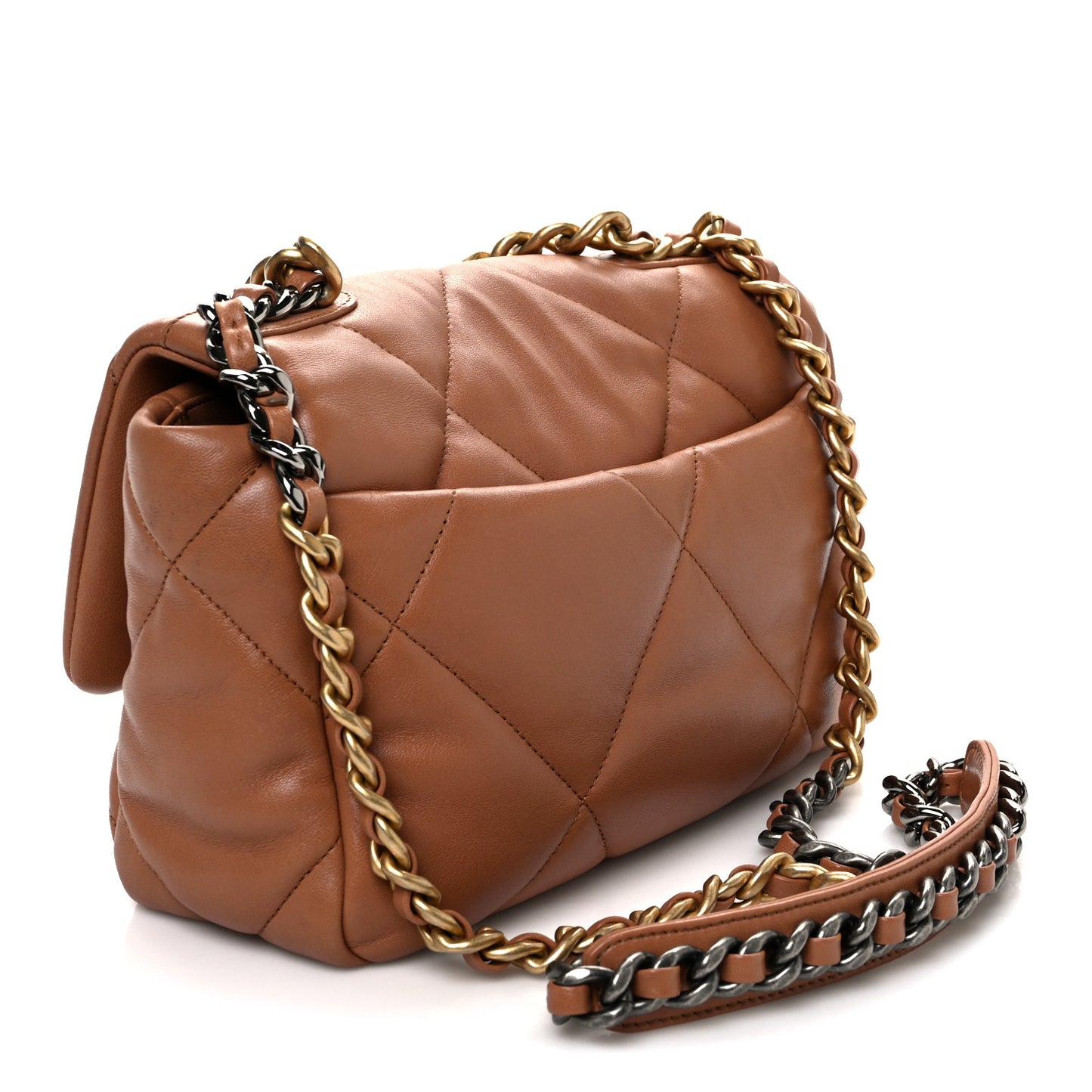 Lambskin Quilted Medium Chanel 19 Flap Brown