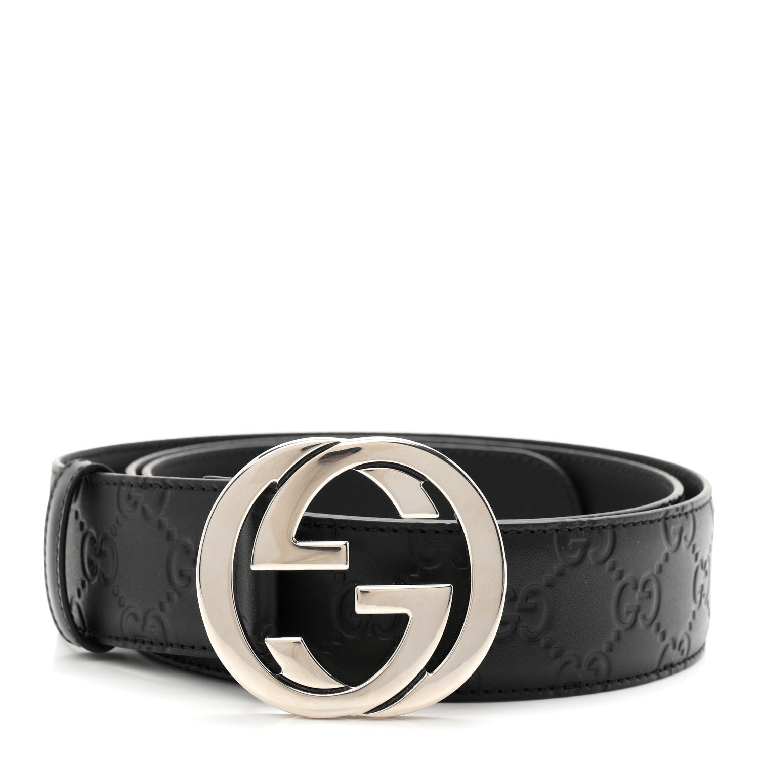 Gucci Guccissima Signature Interlocking G 105 42 Belt Black 1 of 6