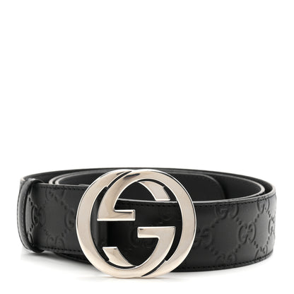 Gucci Guccissima Signature Interlocking G 105 42 Belt Black 1 of 6