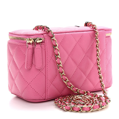 Chanel Caviar Quilted Small Vanity Case With Chain Pink 3 of 9