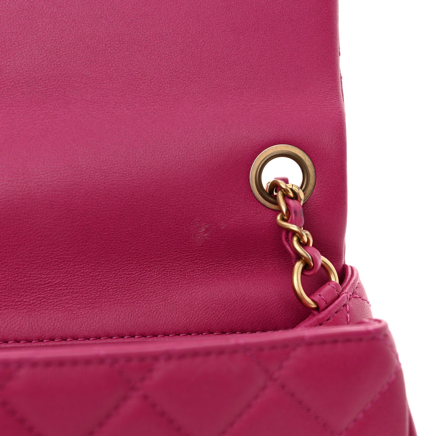 Lambskin Quilted Mini Pearl Crush Flap Purple