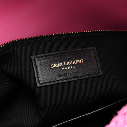 Saint Laurent Raffia Calfskin Monogram Medium Niki Chain Satchel Bright Pink 6 of 13
