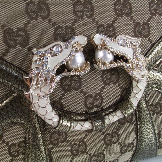 Gucci Monogram GG Tom Ford Jeweled Dragon Shoulder Bag 8 of 9