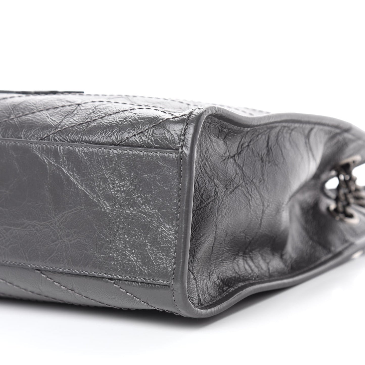 Crinkled Calfskin Matelasse Monogram Medium Niki Shopper Tote Smog