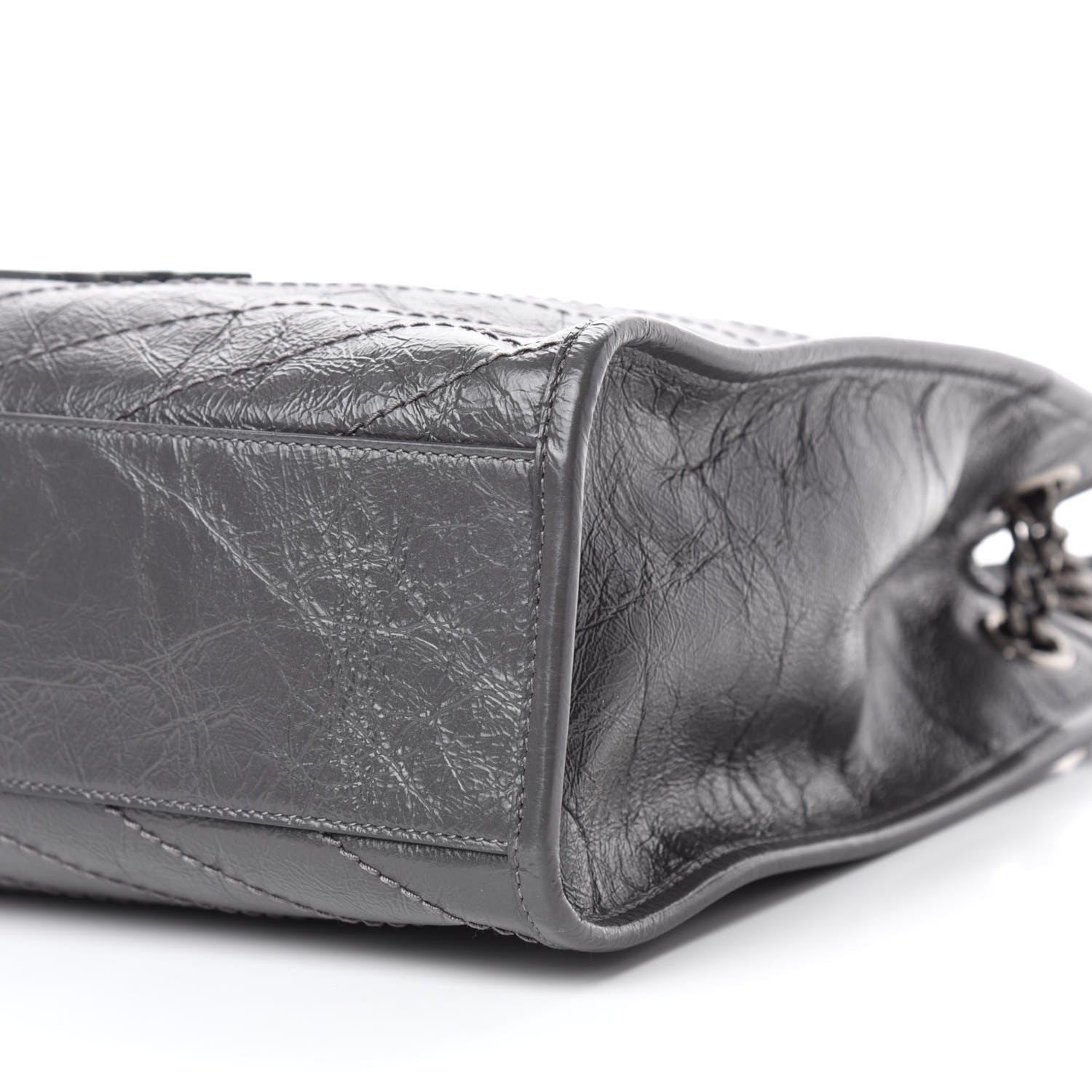 Saint Laurent Crinkled Calfskin Matelasse Monogram Medium Niki Shopper Tote Smog 7 of 10