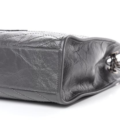 Saint Laurent Crinkled Calfskin Matelasse Monogram Medium Niki Shopper Tote Smog 7 of 10