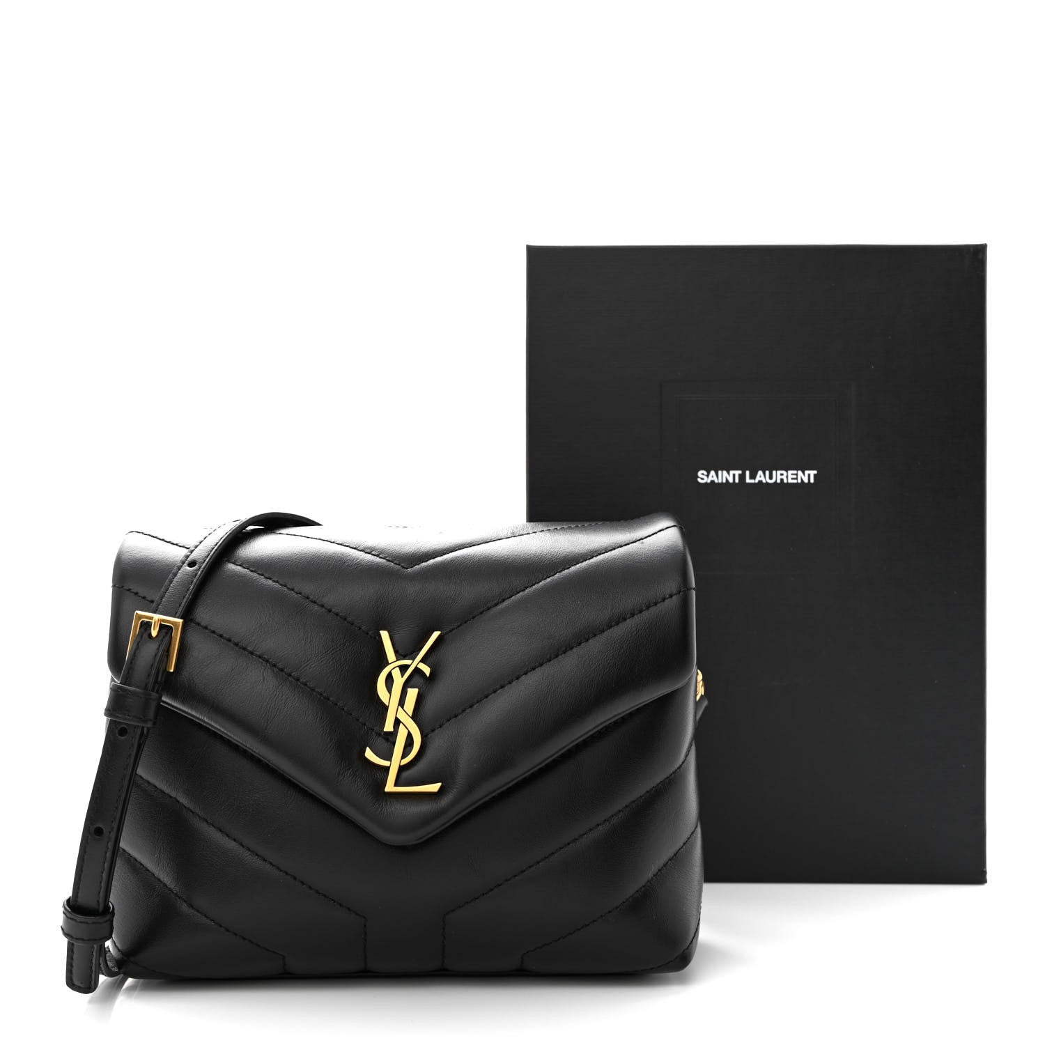 Saint Laurent Calfskin Y Quilted Monogram Toy Loulou Crossbody Bag Black 12 of 12