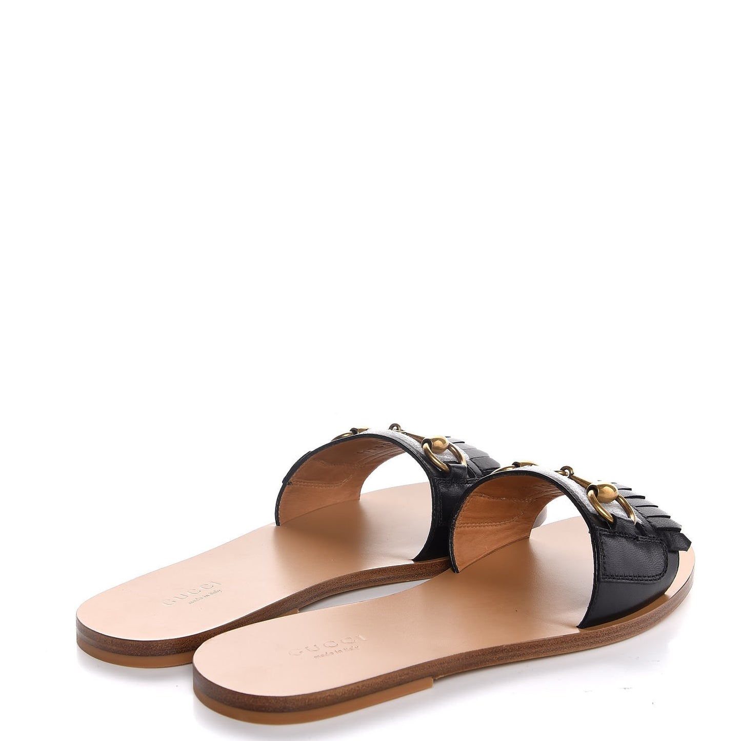 Malaga Kid Fringe Horsebit Slide Sandals 37 Black