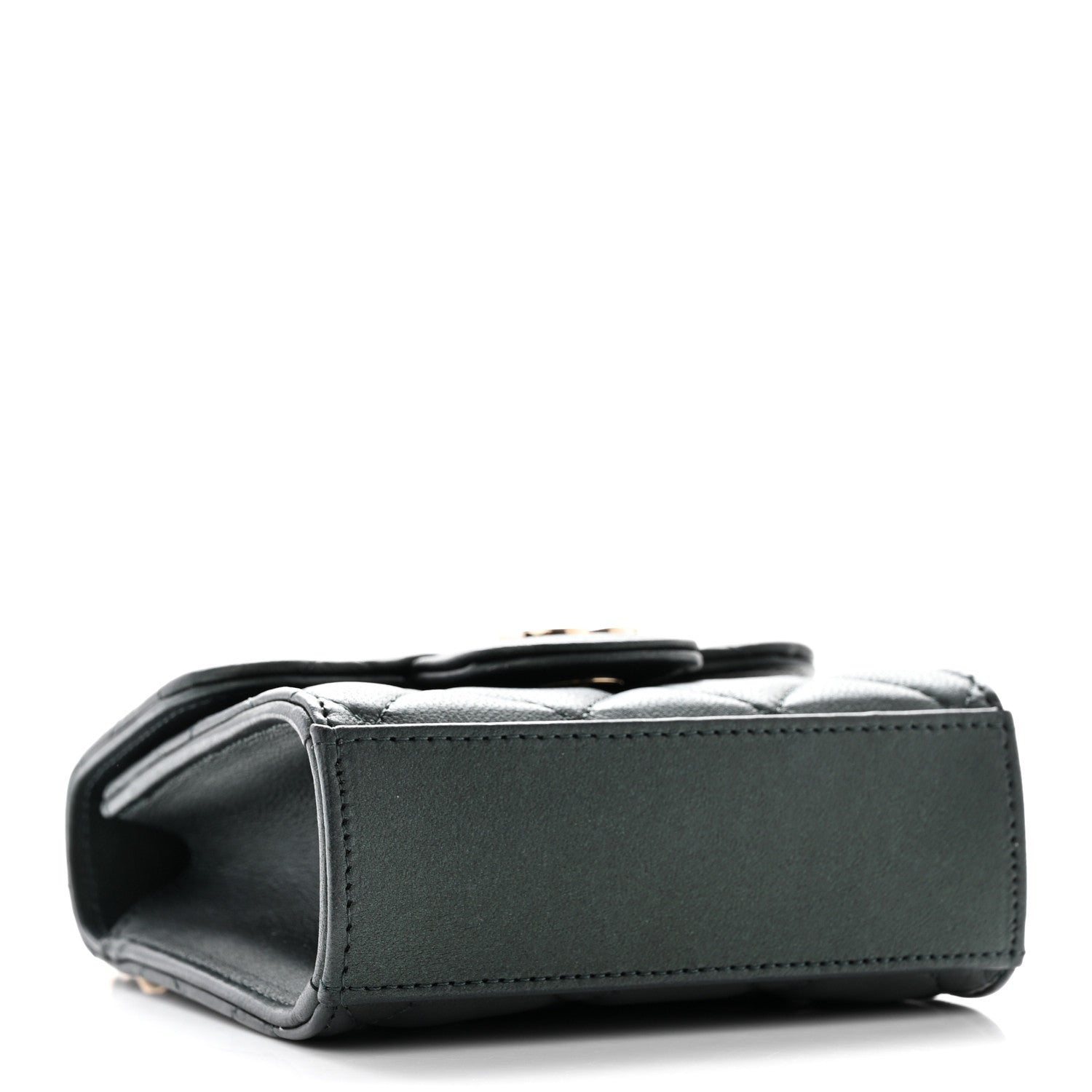 Chanel Iridescent Lambskin Quilted Top Handle Flap Clutch With Chain Dark Green 4 of 13