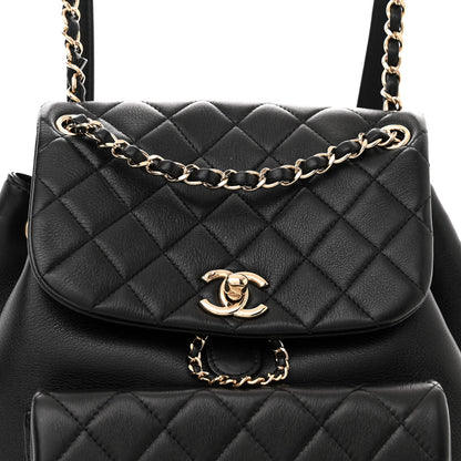 Chanel Lambskin Quilted Large Duma Drawstring Backpack Black 8 of 10