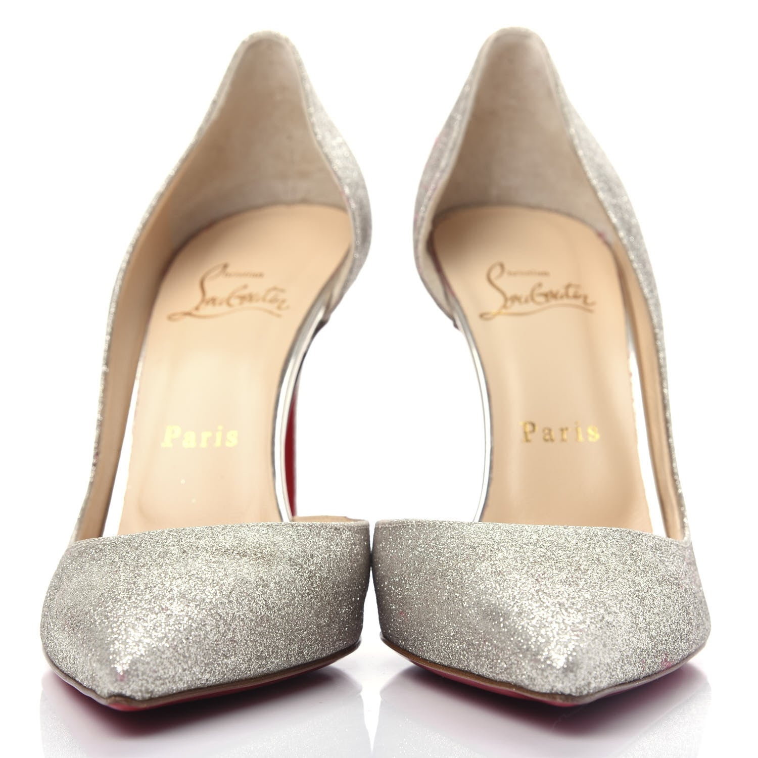 Christian Louboutin Glitter Mini Specchio Iriza 100 Pumps 38.5 Silver 2 of 9