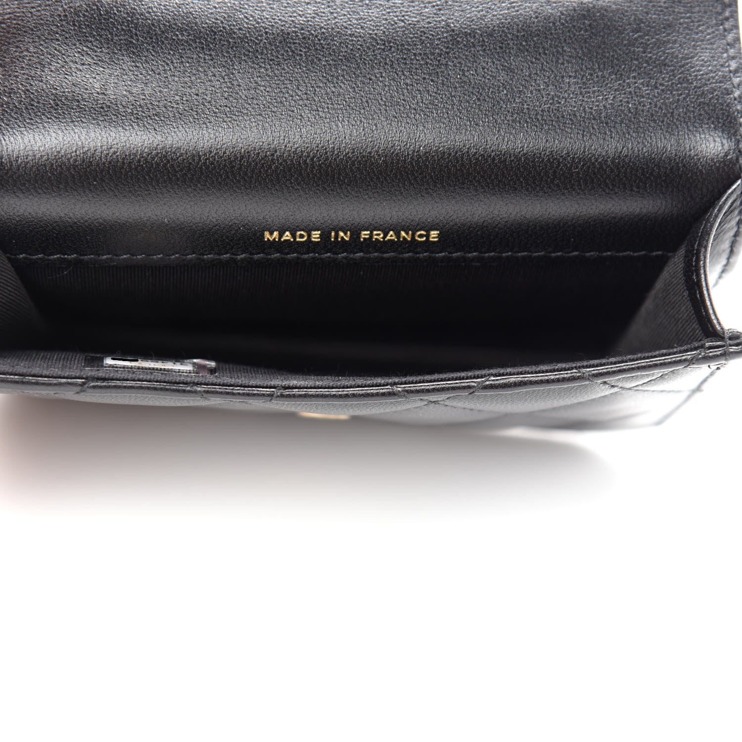 Chanel Lambskin Quilted Top Handle Flap Coin Purse With Chain Black 5 of 12
