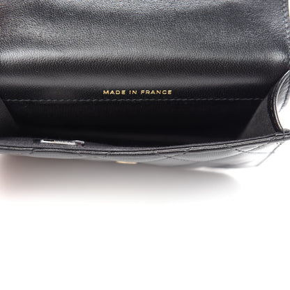 Chanel Lambskin Quilted Top Handle Flap Coin Purse With Chain Black 5 of 12
