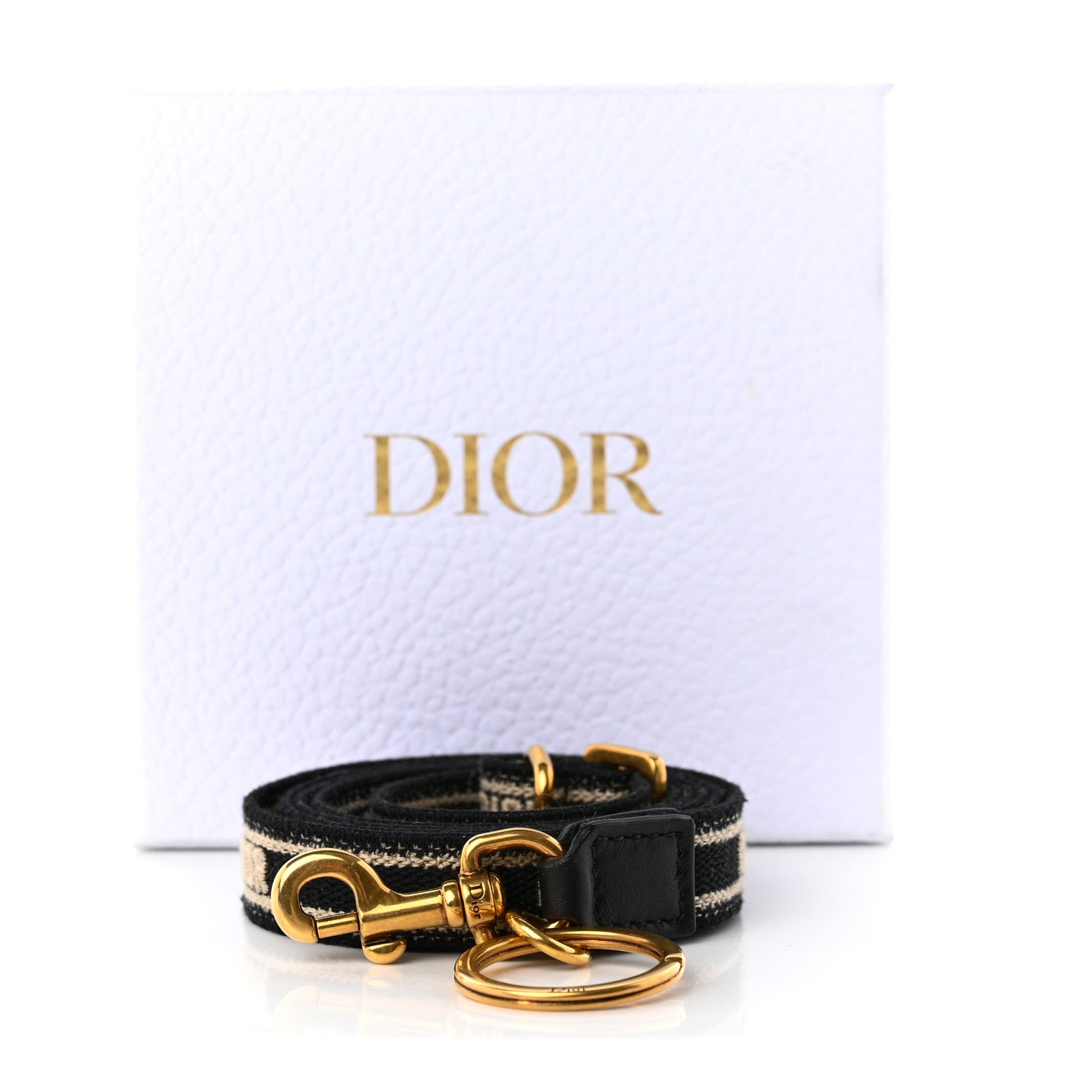 Christian Dior Canvas Embroidered Adjustable Shoulder Strap Black