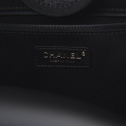 Chanel Mixed Fibers Calfskin Striped Medium Deauville Tote Black 9 of 12