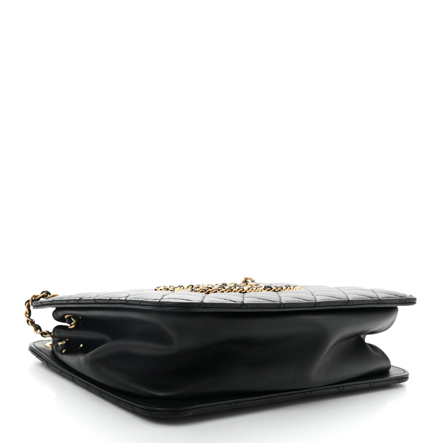 Chanel Calfskin Quilted CC Chain Accordion Tote Black 3 of 9