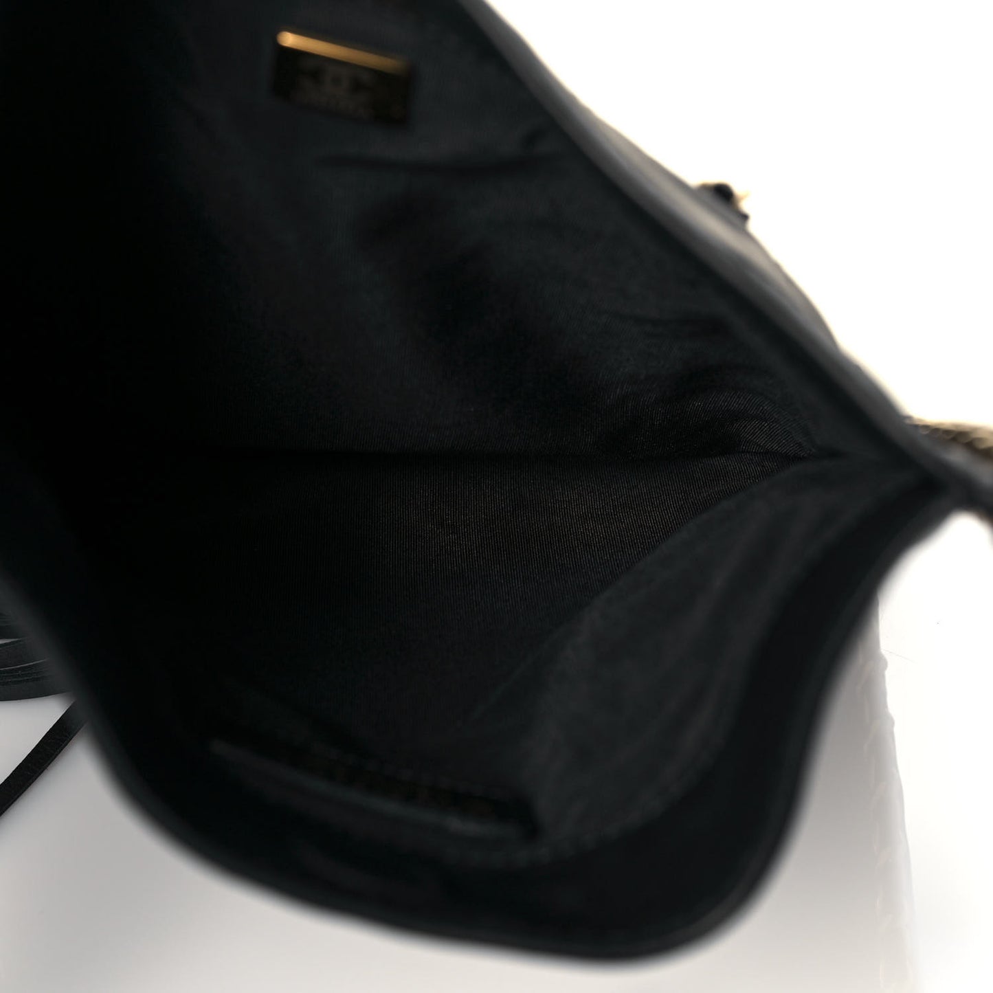 Calfskin Quilted Fringe Small Shopping Bag Black