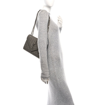 Saint Laurent Grain De Poudre Textured Mixed Matelasse Medium Triquilt Monogram Satchel Fog 2 of 11