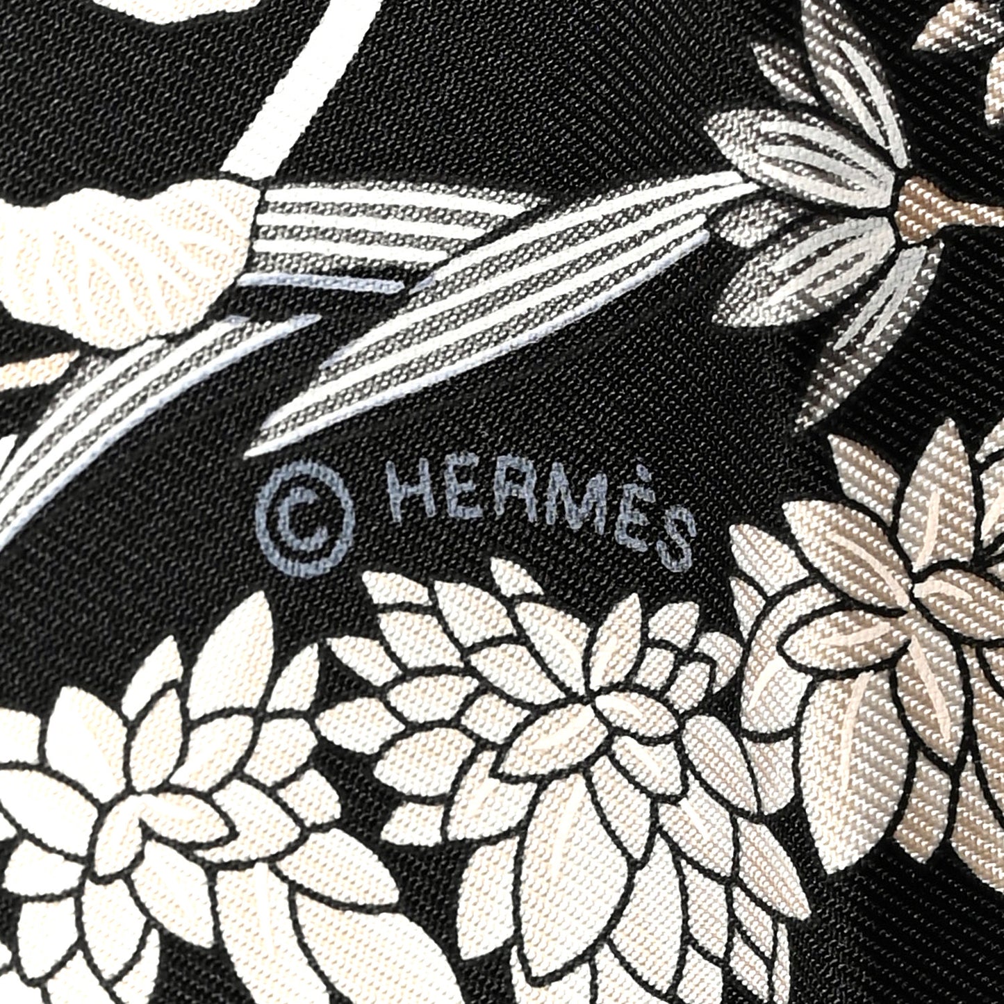 Silk Planifleurs Scarf 90 Black Gris Parchemin