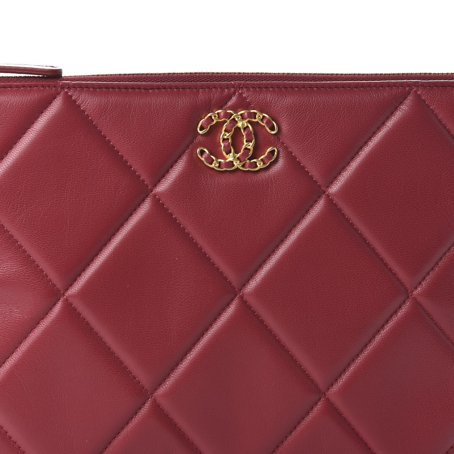 Goatskin Quilted Large 19 Cosmetic Case Red