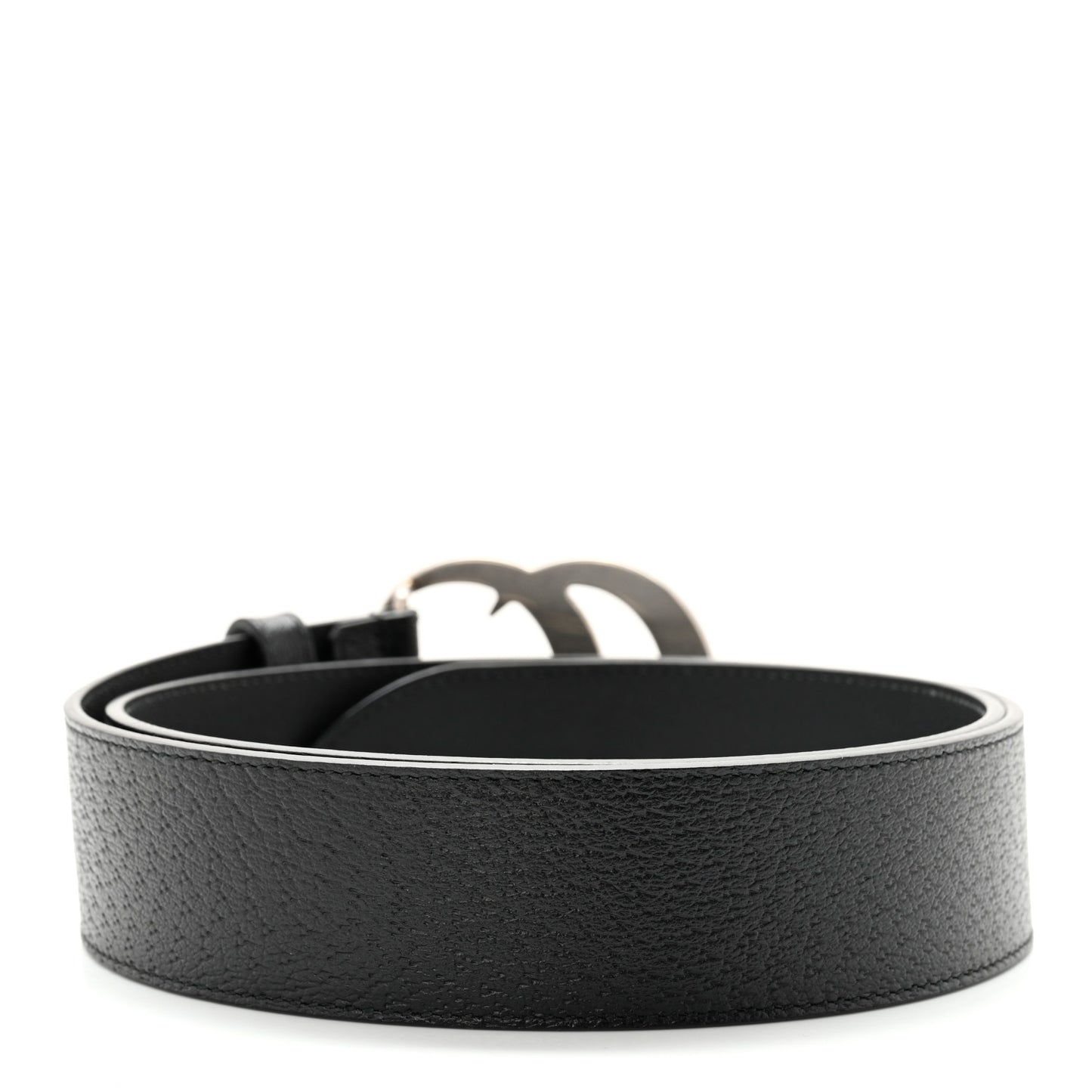 Textured Dollar Calfskin Nickel Double G 40mm Belt 85 34 Black