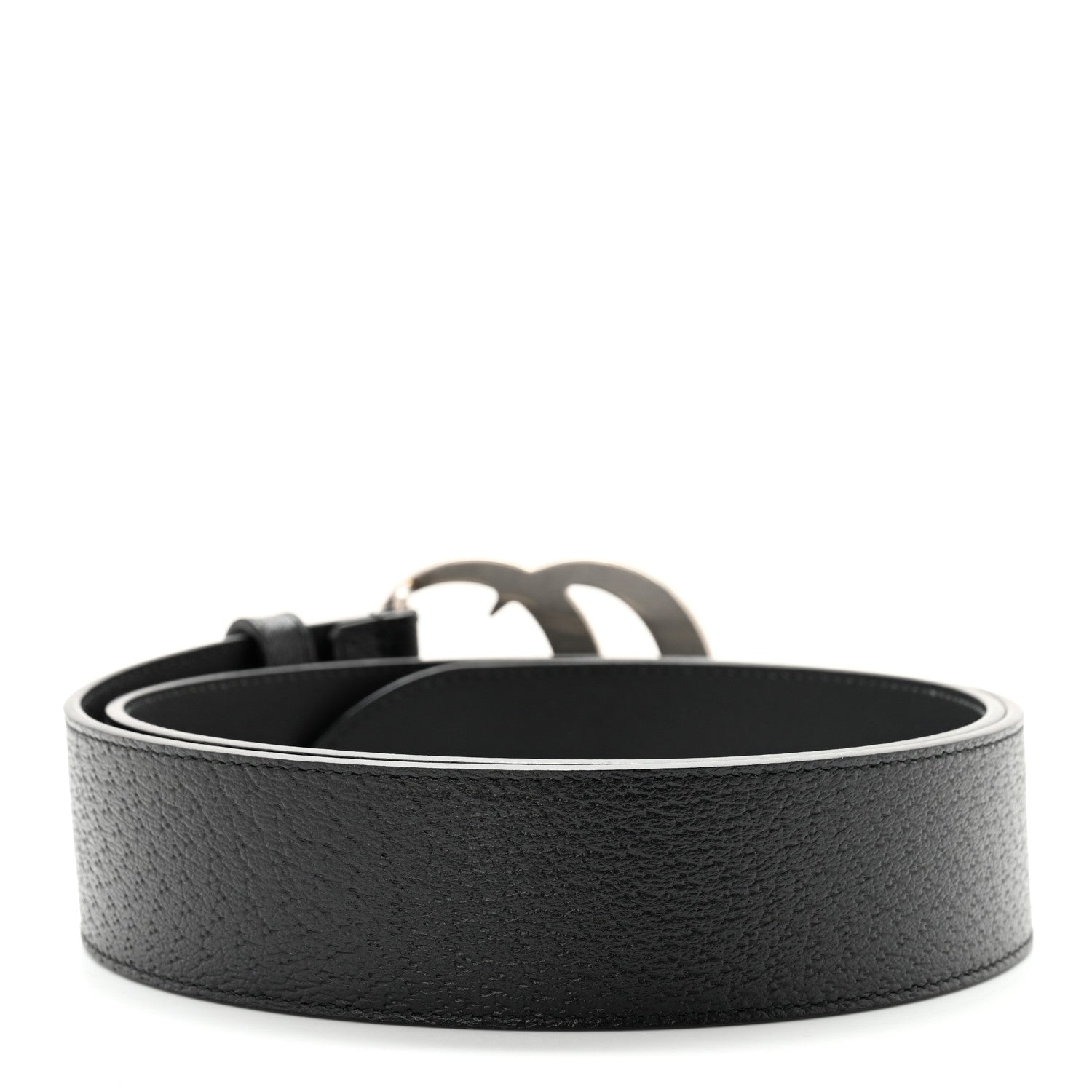 Gucci Textured Dollar Calfskin Nickel Double G 40mm Belt 85 34 Black 2 of 7