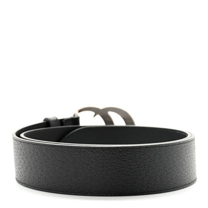 Gucci Textured Dollar Calfskin Nickel Double G 40mm Belt 85 34 Black 2 of 7
