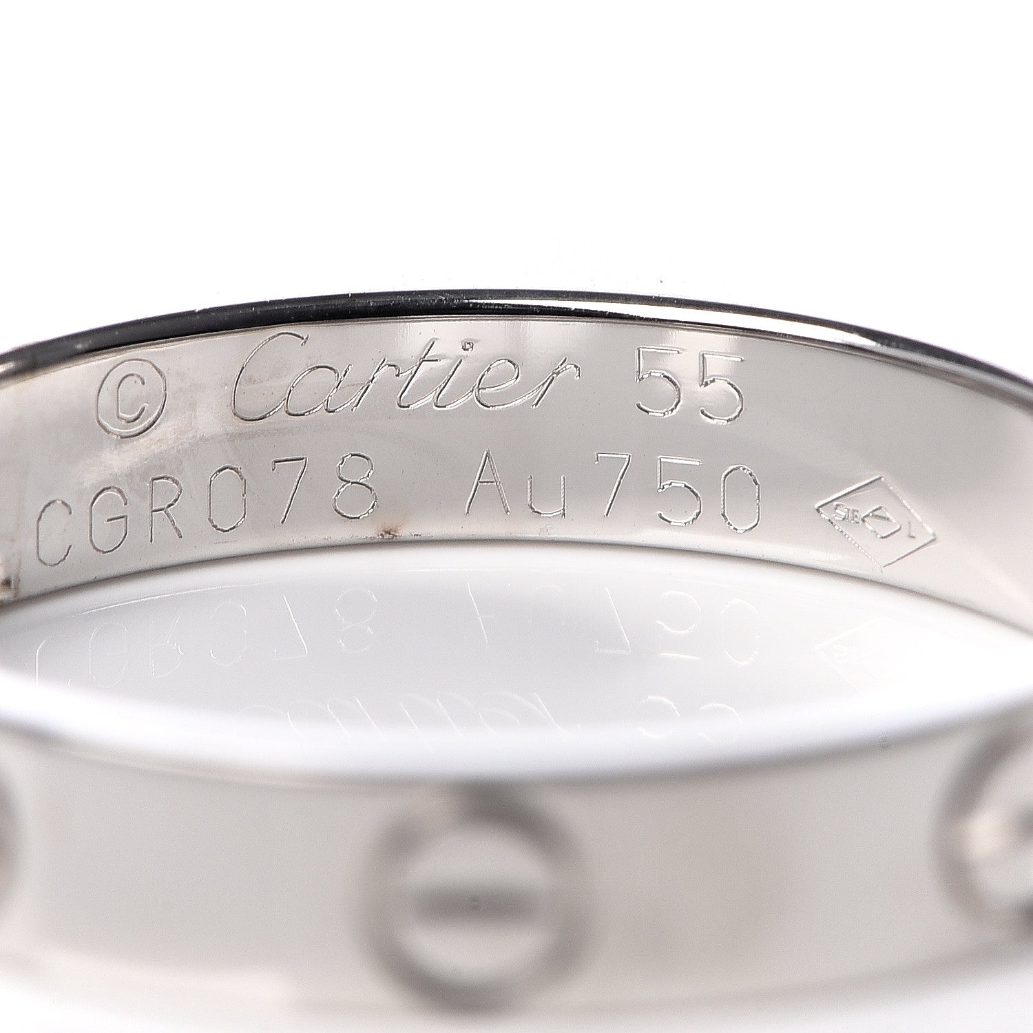 Cartier 18K White Gold 3.5mm LOVE Wedding Band Ring 55 7.25 4 of 4