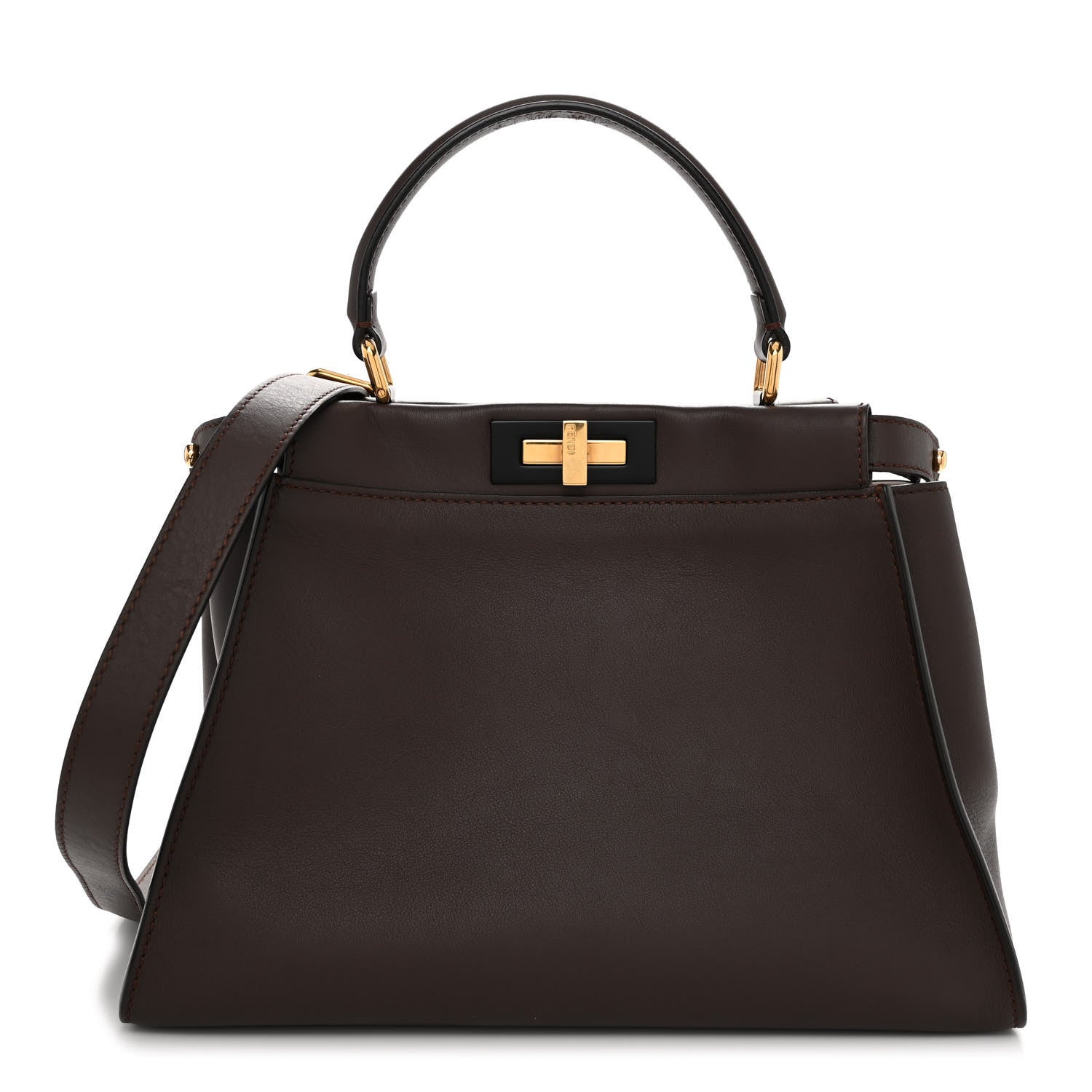Fendi Vitello Seta Shiny Nappa Medium Peekaboo Iconic Satchel Moresco Rosa Doll 1 of 9