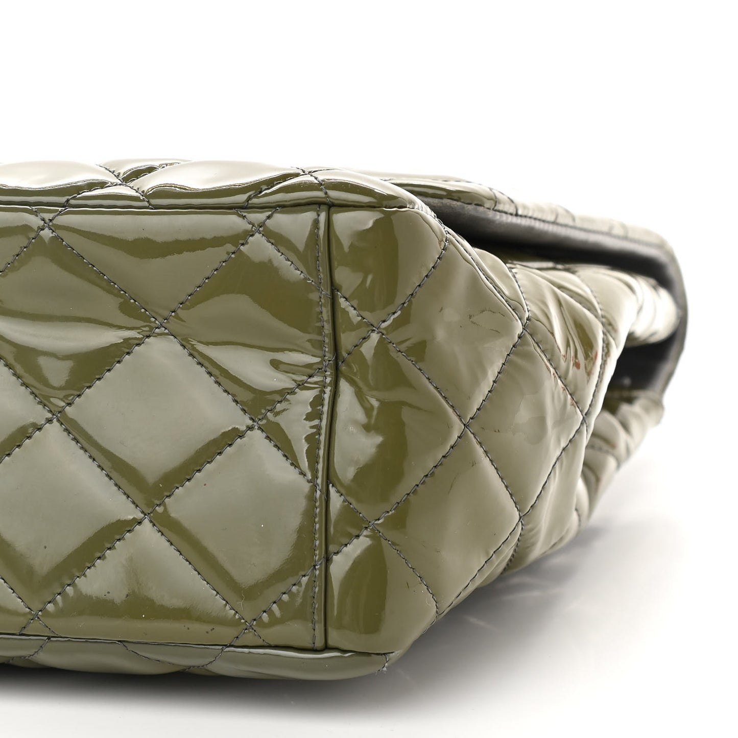 Patent Quilted Maxi Single Flap Grey