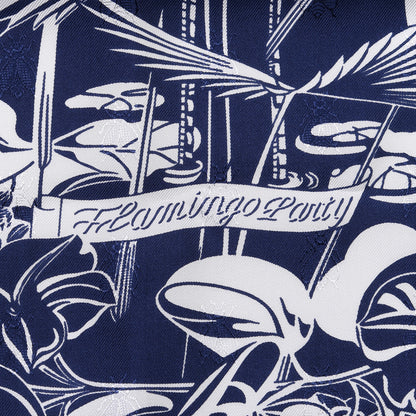 Hermes Silk Tatouage Flamingo Party Scarf 90 Bleu White 3 of 5