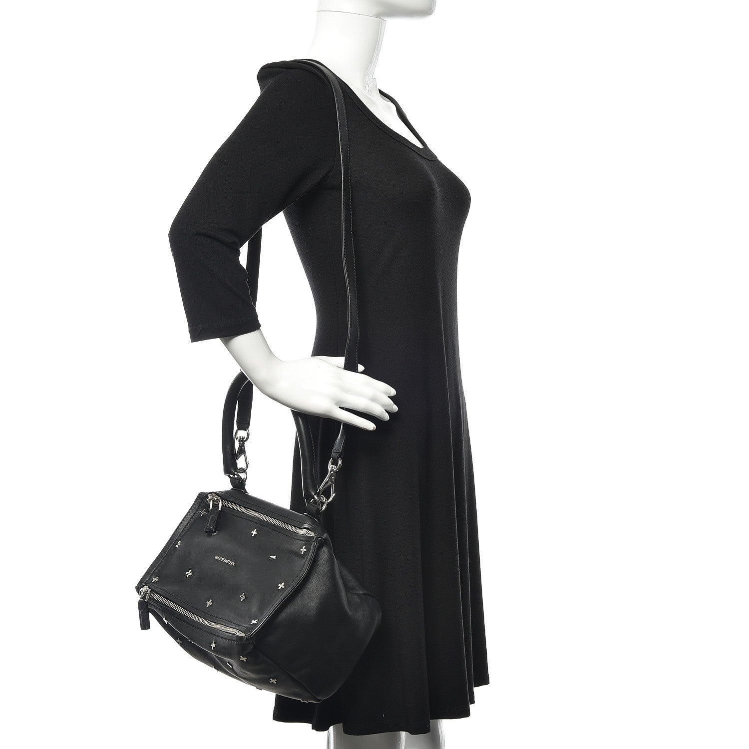 Givenchy Calfskin Cross Embellished Small Pandora Black 2 of 9