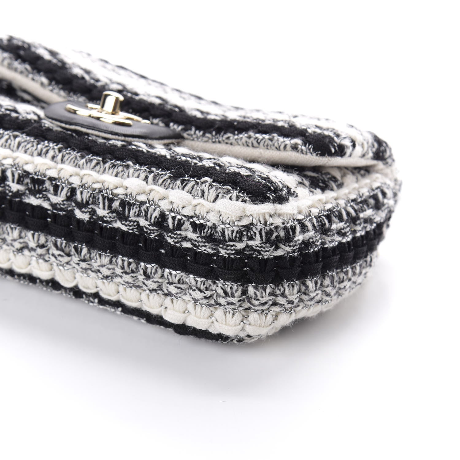 Chanel Tweed Braid Mini Flap Black White 9 of 9