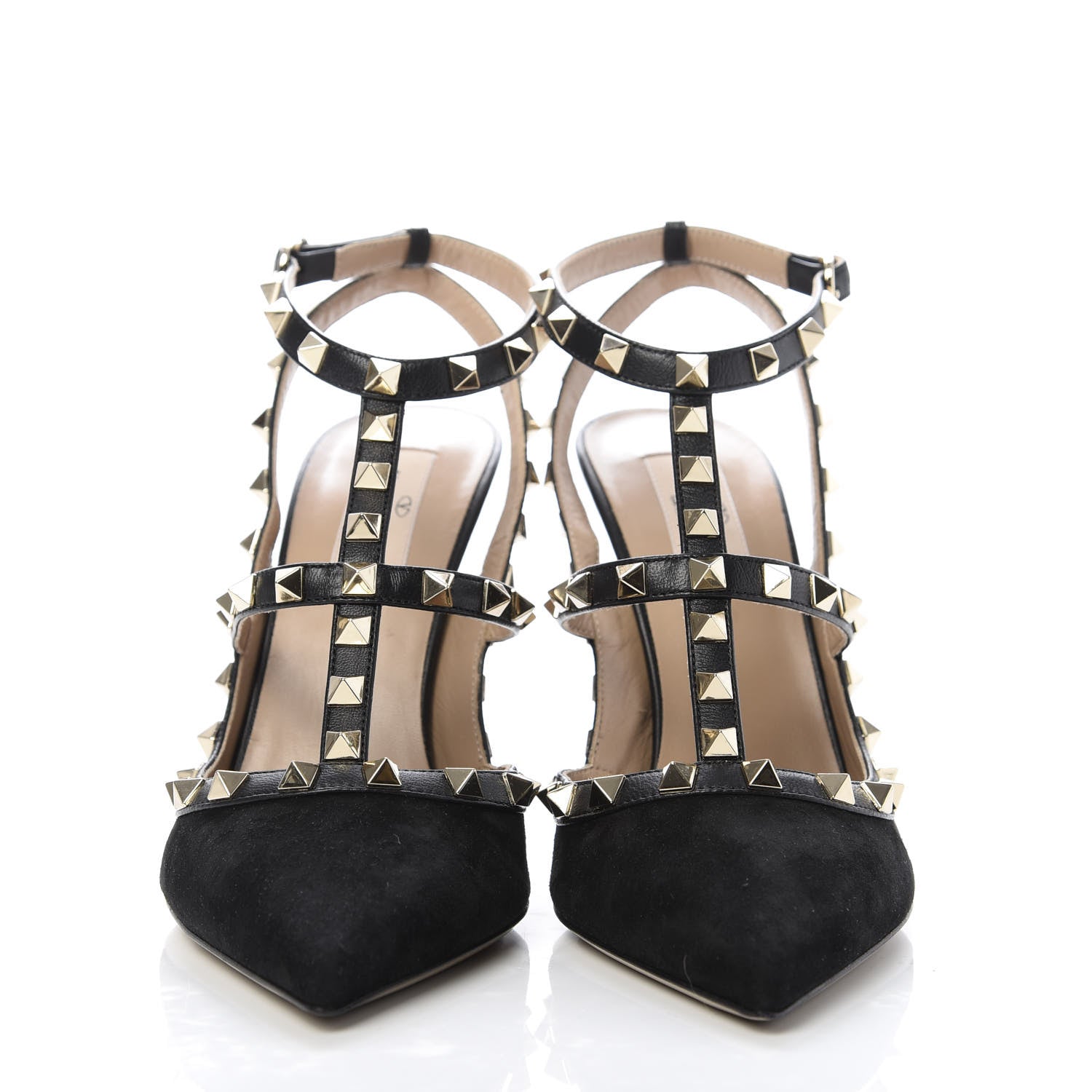 Valentino Garavani Suede Rockstud Ankle Strap Pumps 39.5 Black 2 of 9