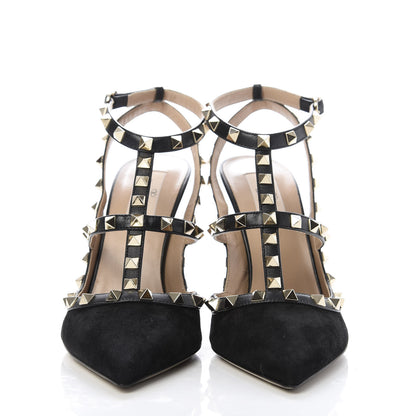 Valentino Garavani Suede Rockstud Ankle Strap Pumps 39.5 Black 2 of 9