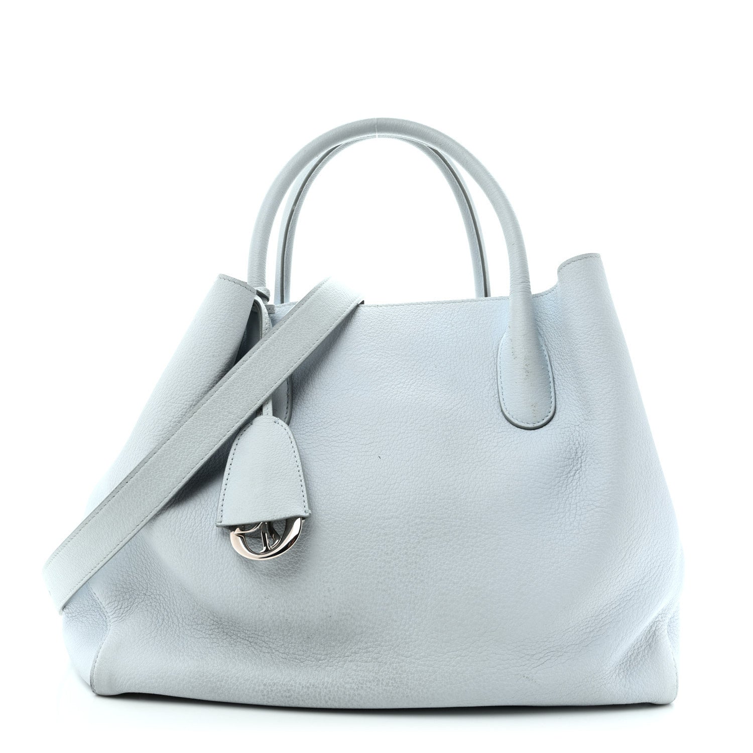 Christian Dior Supple Grained Calfskin Large Open Bar Tote Light Blue 1 of 12