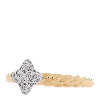 David Yurman 18K Yellow Gold Diamond 8mm Cable Collectibles Quatrefoil Pave Stack Ring 49 5 3 of 5