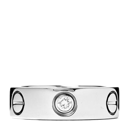 Cartier 18K White Gold 3 Diamond 5.5mm LOVE Ring 48 4.5 3 of 4