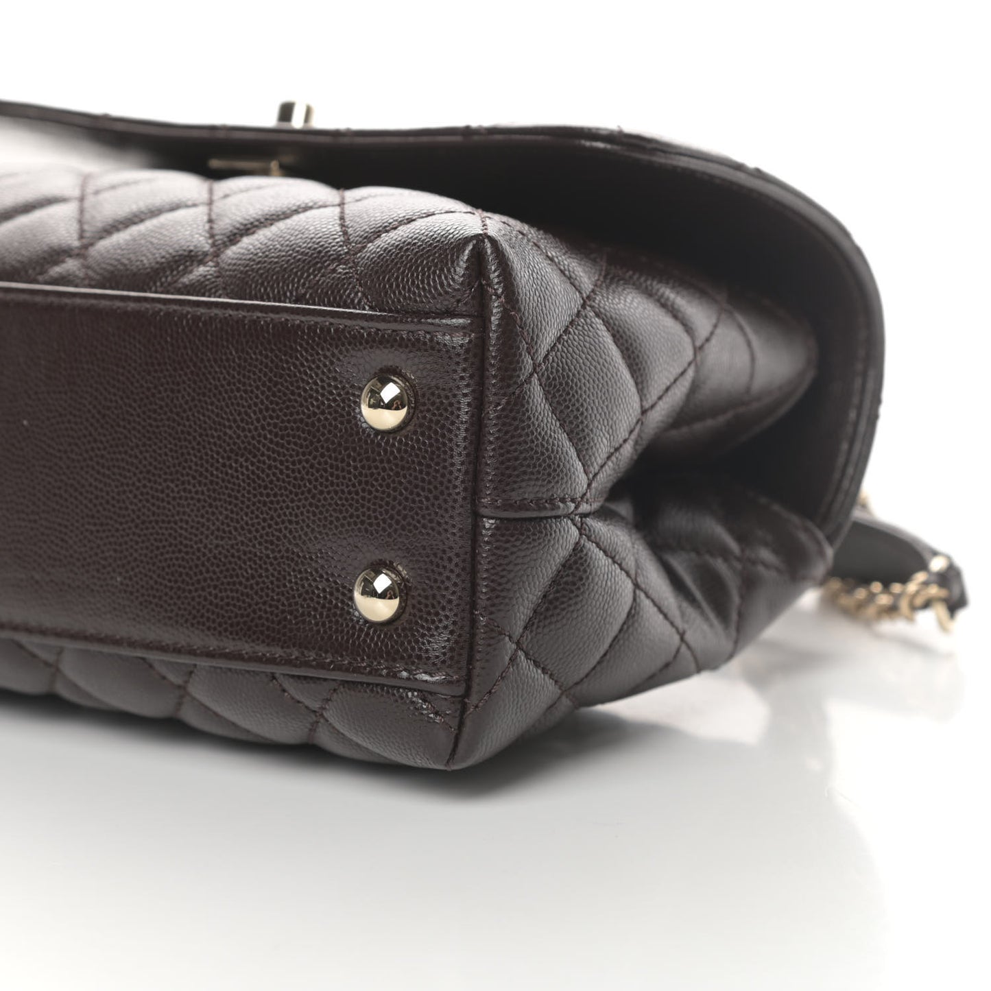 Caviar Quilted Mini Coco Handle Flap Dark Brown
